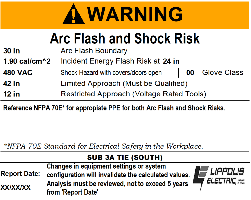 Arc Flash and Shock Risk Warning Label